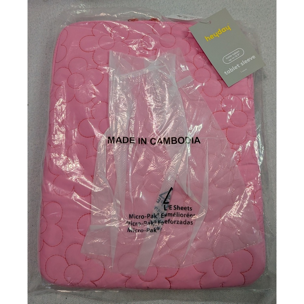 Heyday Tablet Sleeve 12.9 inch Pink New Quilted Floral Pattern Padded Case